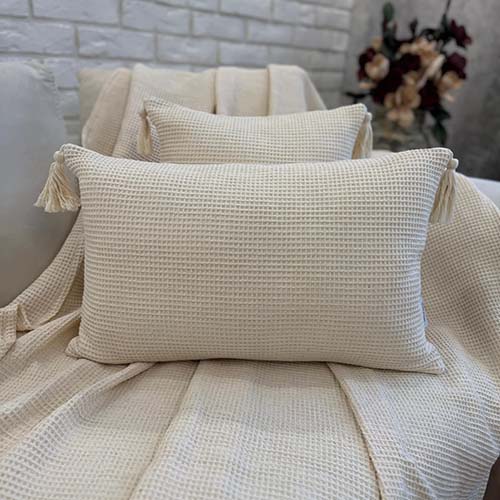 کاور کوسن مستطیل بوهمی طرح حصیری