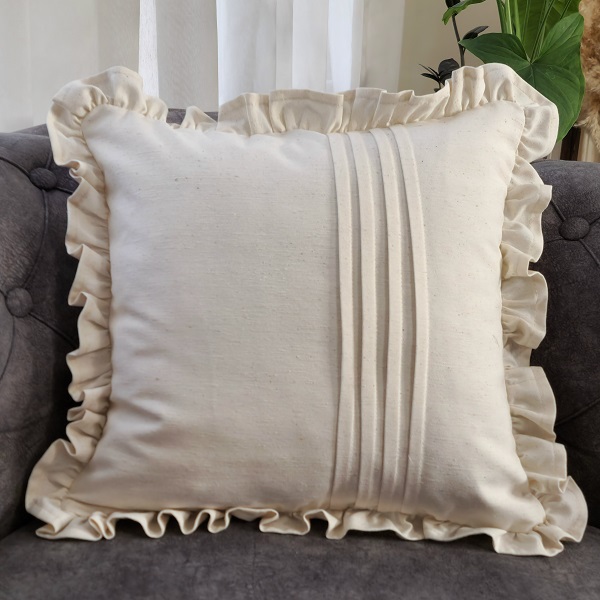 کوسن مربع لینن پلیسه چین چینی