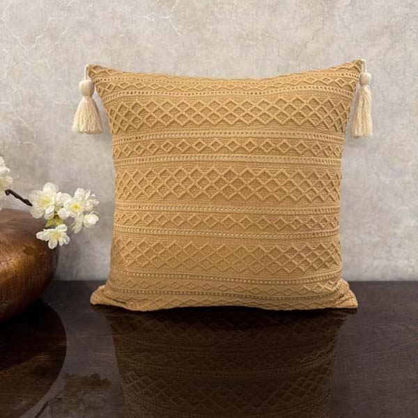 کاور کوسن بوهمی طرح لوزی رنگ نسکافه ای