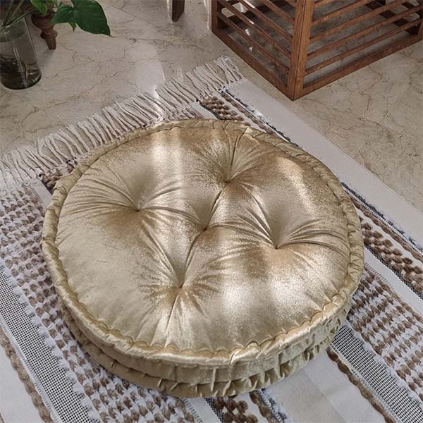 تشکچه کیکی گرد مخمل طلایی