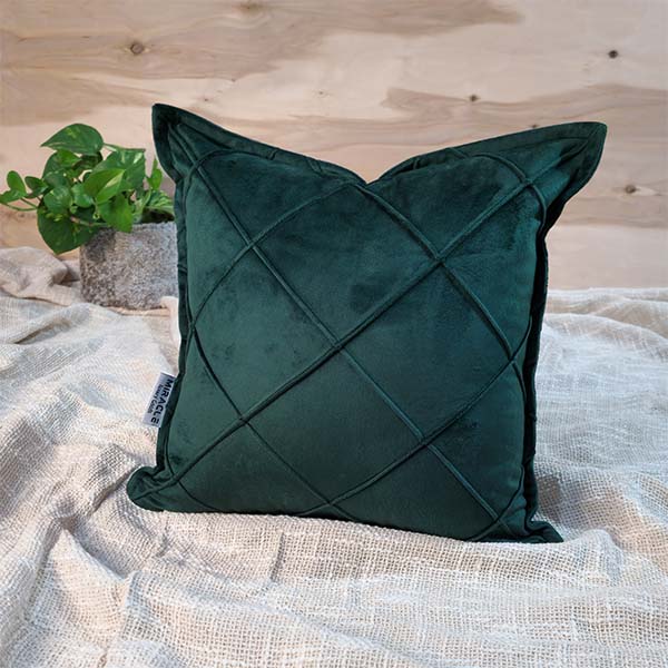 کوسن مخمل طرح لوزی دور دوخت سبز 1218