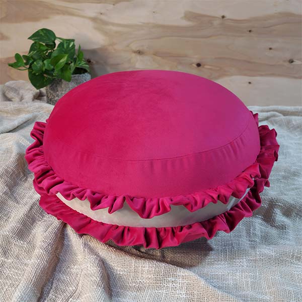 کوسن مخمل طرح ماکارون سرخ آبی