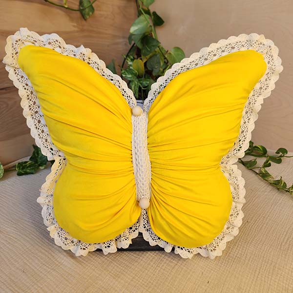 کوسن پروانه مخمل بوهو زرد کد 1226