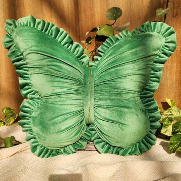 کوسن پروانه مخمل دور چین سبز