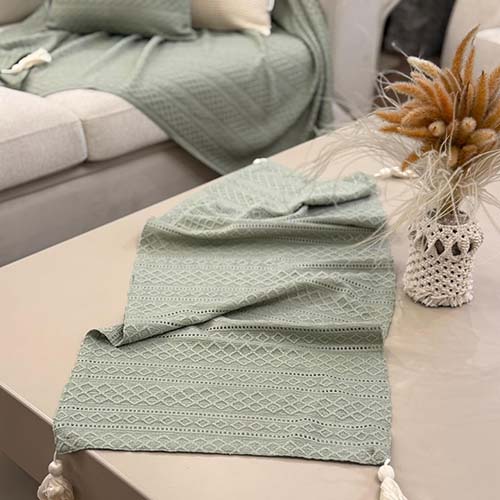 رانر بوهمی بافت لوزی سبز