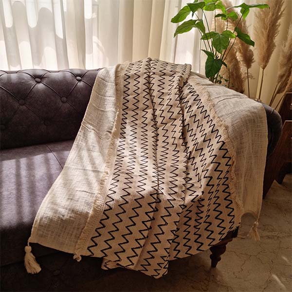 شال مبل طرح زیگزاگ سورمه ای
