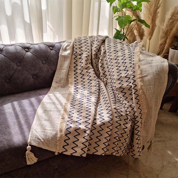 شال مبل طرح زیگزاگ مشکی